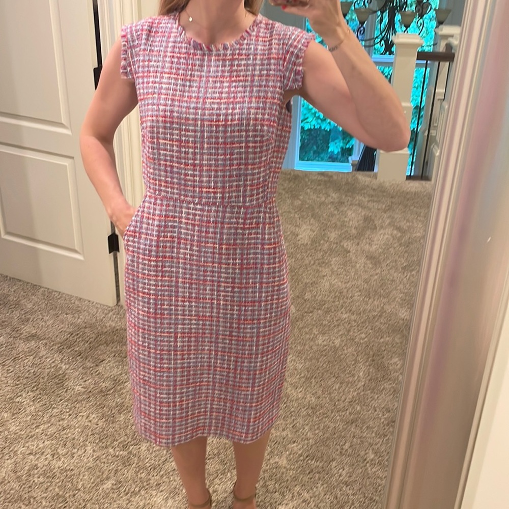 J Crew Resume fringe Midi Tweed dress size 6